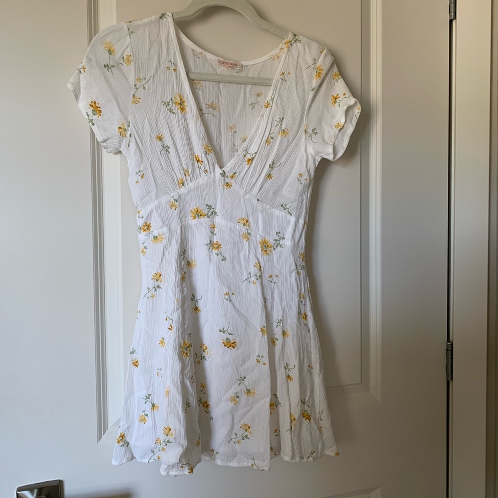 White floral mini dress